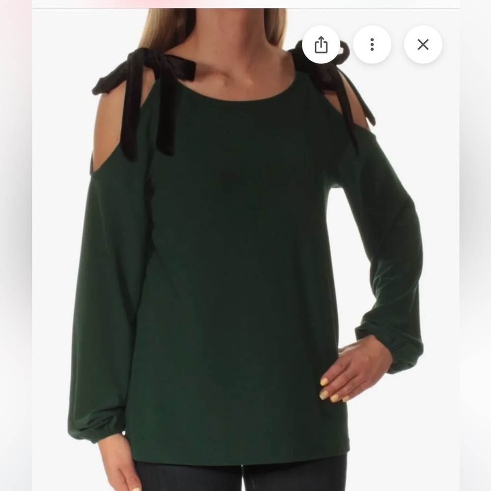 INC International Concepts Women's Velvet-Tie Cold-Shoulder Top